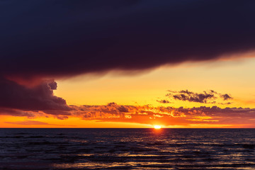 Seashore and waves at sunset. Calmness, awareness, the path to yourself. Harmony and life without stress