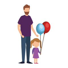 father with daughter and balloons helium