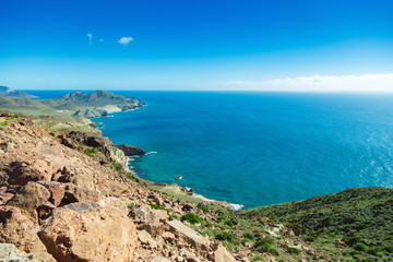 Naklejka na ściany i meble Rocky coast of Spain, natural Park of Cabo de Gato