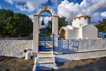 Orthodox church belfry on the island of Rhodes .