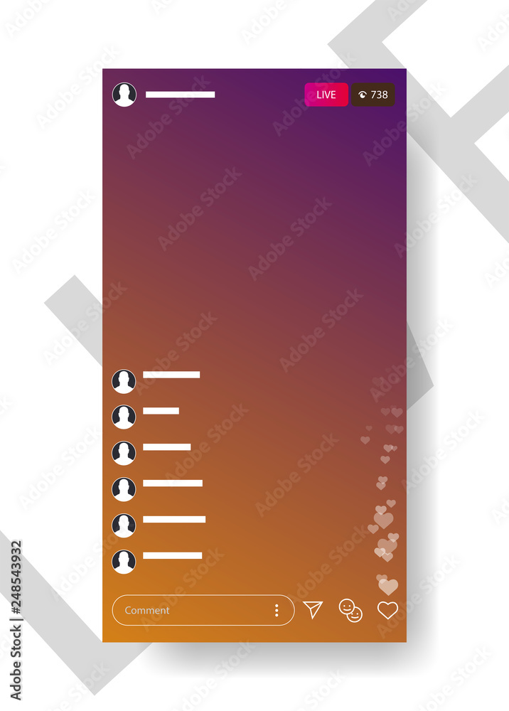 Aufkleber The template is live streaming. The user started a live streaming. Insta streaming video. Vector template broadcast