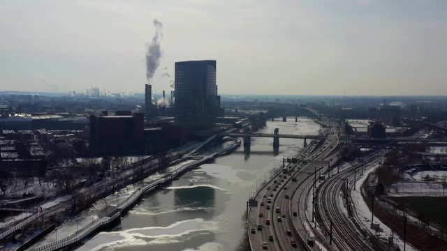 Aerial drone video Philadelphia PA by the Schuylkill River
