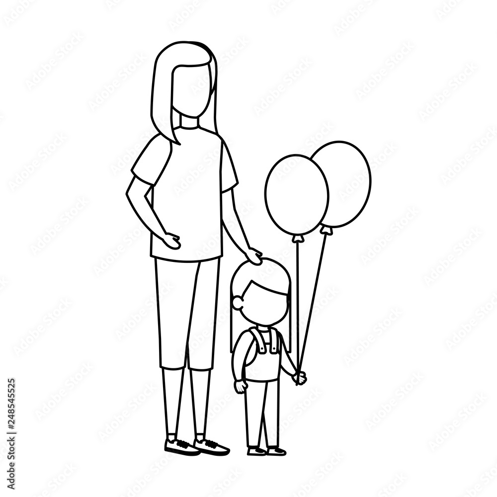 Wall mural mother with daughter and balloon helium - Wall murals