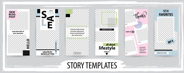 Trendy editable template for social networks stories, vector illustration.