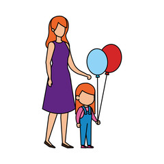 mother with daughter and balloon helium