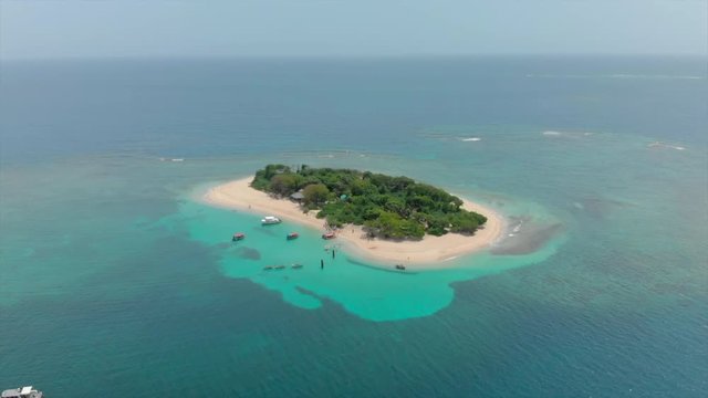 Aerial Forward: Grand View of Remote Island in Saint-Marc Haiti