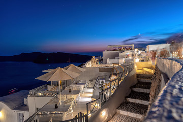 Oia village by night - Aegean sea - Santorini island - Greece