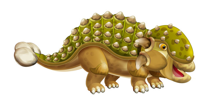 cartoon dinosaur euoplocephalus - isolated on white background - illustration for children