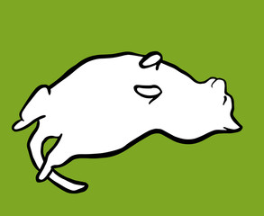 Funny hand drawn fat cat lying