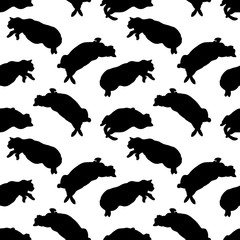 Funny hand drawn fat cats seamless pattern
