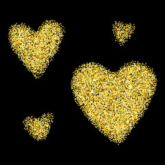 Gold glitter hearts