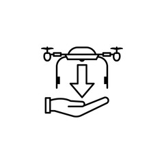 copter, drone, hand, arrow, down icon. Element of quadrocopter icon. Thin line icon for website design and development, app development. Premium icon