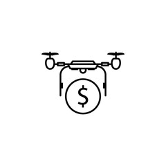 quadcopter, drone, dollar icon. Element of quadrocopter icon. Thin line icon for website design and development, app development. Premium icon