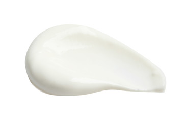 Sample of creamy yogurt on white background