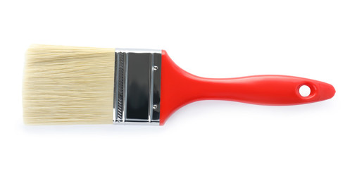 Paint brush with color handle on white background