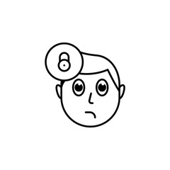 human face character mind in padlock icon