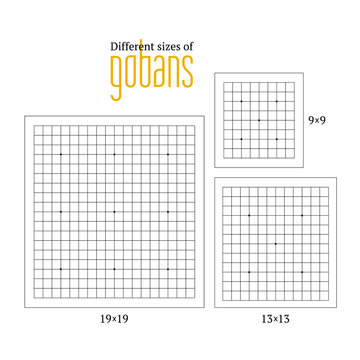 Vector illustration of empty gobans of different sizes