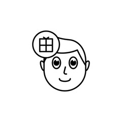 human face character mind in gift icon