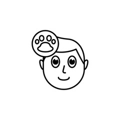 human face character mind in paw animals icon