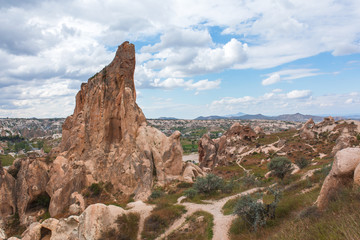 Fototapeta premium Fairy chimneys in Nevsehir, Goreme, Cappadocia Turkey.