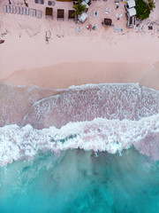 Fototapeta na wymiar Aerial view of a tropical beach with cabanas