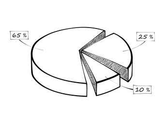 Schematic circle pie chart diagram with percentages