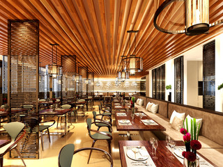 3d render modern restaurant