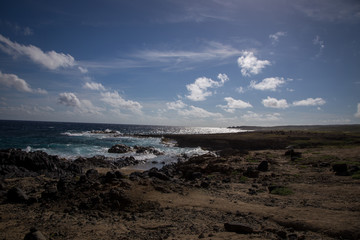 Aruba's Natural Bridge and the coastline around it