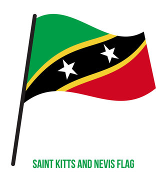 Saint Kitts and Nevis Flag Waving Vector Illustration on White Background. Saint Kitts and Nevis National Flag.