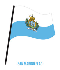 San Marino Flag Waving Vector Illustration on White Background. San Marino National Flag.