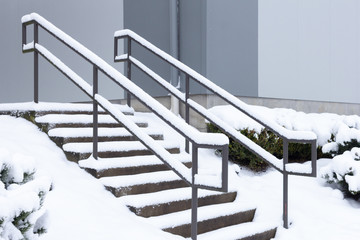 Snow-covered steps