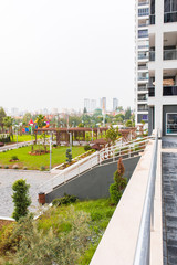 New multi-storey residential building apartment houses. Mortgage and construction background concept image.