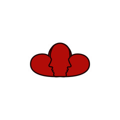 Heart, face, red, two color icon. Element of 8 march icon. Premium quality graphic design icon. Signs and symbols collection icon for websites, web design, mobile app