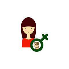Girl, woman symbol, hand color icon. Element of 8 march icon. Premium quality graphic design icon. Signs and symbols collection icon for websites, web design, mobile app