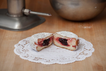 Jelly Doughnut cut in half