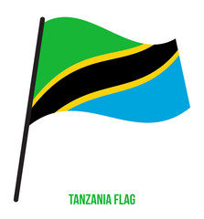 Tanzania Flag Waving Vector Illustration on White Background. Tanzania National Flag.