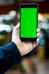 Close up rear view of blank cellphone screen for further design