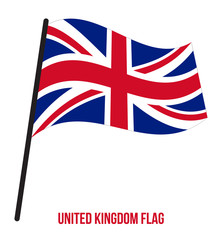 United Kingdom Flag Waving Vector Illustration on White Background. United Kingdom National Flag.