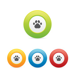 Colorful Paw Print Round Icons