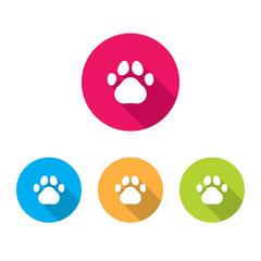 Paw Print Icons With Long Shadow