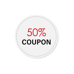  color tag discount 50% coupon icon. Element of discount tag. Premium quality graphic design icon. Signs and symbols collection icon for websites, web design, mobile app