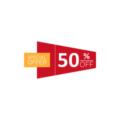  color tag discount 50% sale icon. Element of discount tag. Premium quality graphic design icon. Signs and symbols collection icon for websites, web design, mobile app