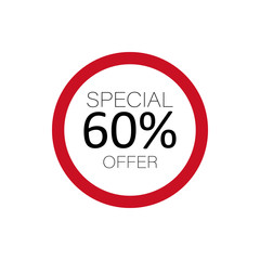  color tag discount 60% sale icon. Element of discount tag. Premium quality graphic design icon. Signs and symbols collection icon for websites, web design, mobile app