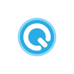 letter q simple power button abstract logo