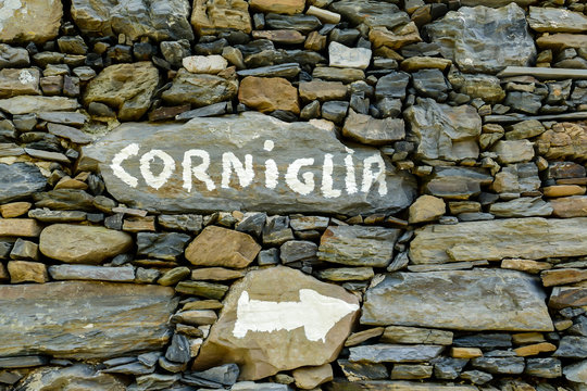 corniglia cinque terre sign, in cinque terre, Liguria, Italy