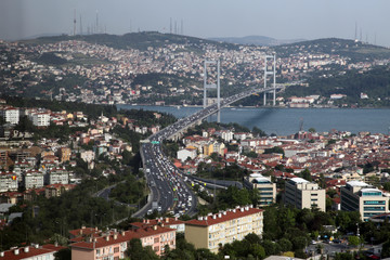 Fototapeta premium July 15 Martyrs Bridge (Bosphorus Bridge) in Istanbul, Turkey.