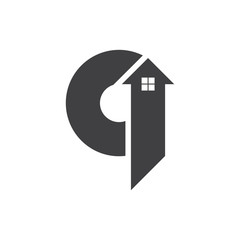 abstract letters q home arrow logo vector