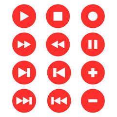 video, audio, media player button set isolated vector