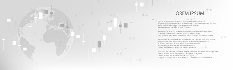 Stock market graph or forex trading chart for business and financial concepts, reports and investment on grey background . Vector illustration