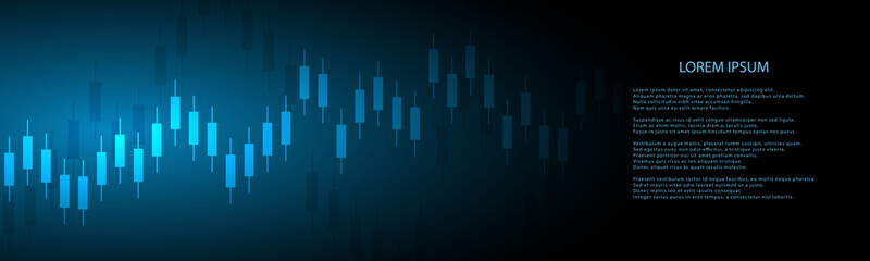 Stock market graph or forex trading chart for business and financial concepts, reports and investment on dark background . Vector illustration